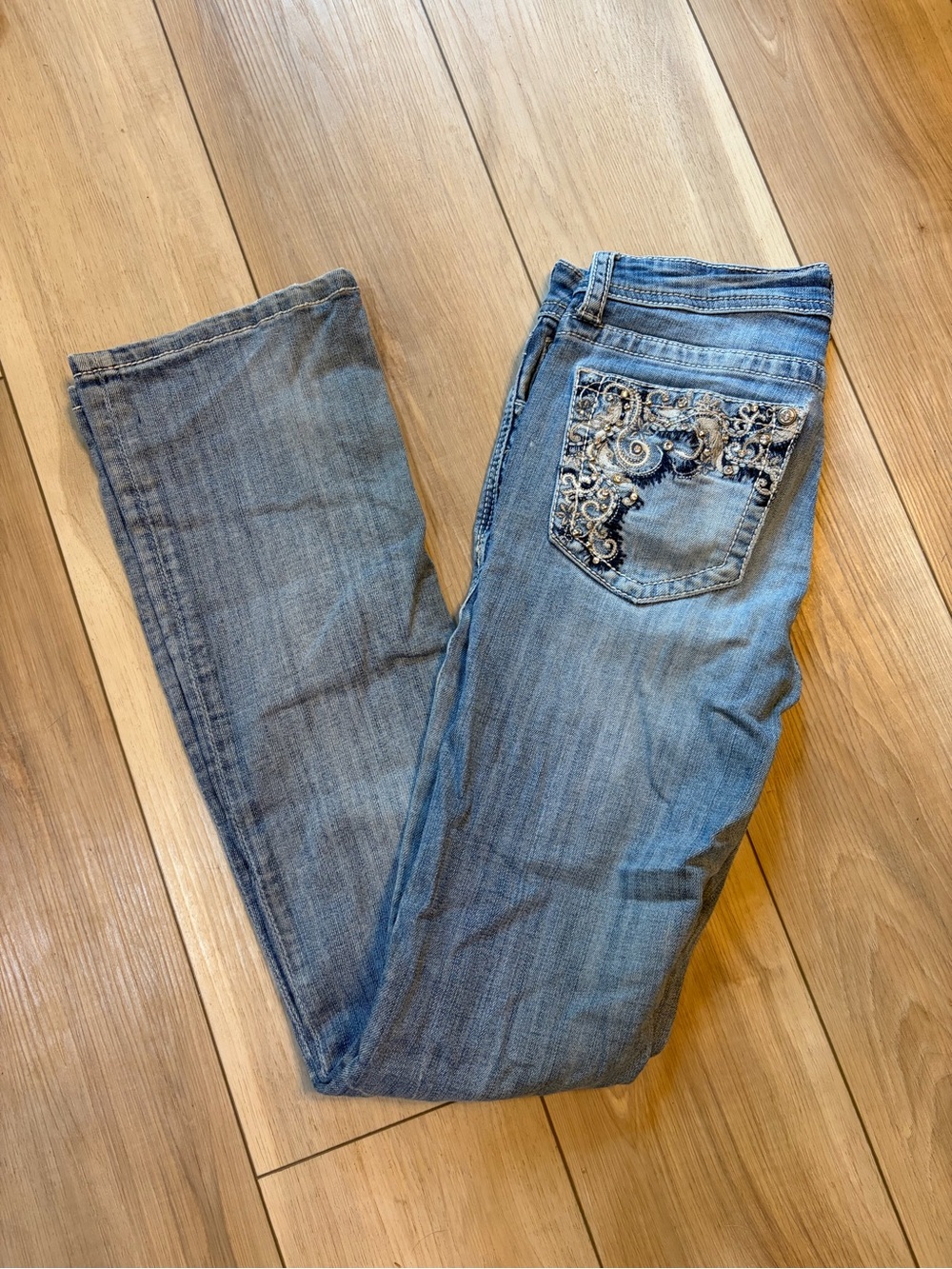 Grace Light Blue Embellished Boot Cut Jeans